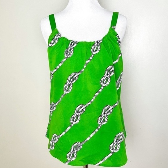 🇪🇸 Anthropologie Porridge Halter Top – Green and White Nautical Rope Print, XS - Picture 1 of 7